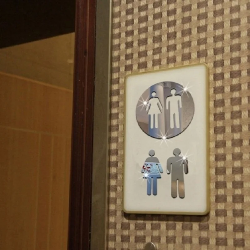 Знак входа Дверь Зеркало стикер s Мужчины Женщины для ванной туалета Легко