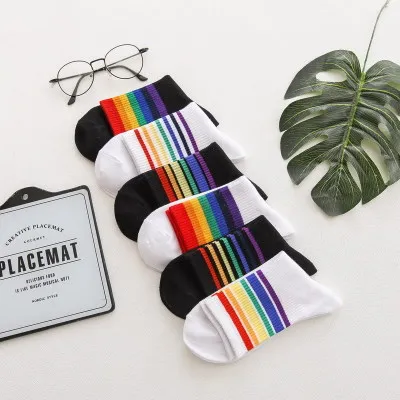 Носки мужские осенне-зимние новые хлопковые 200 иголок радужные женские носки для