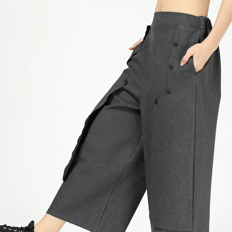 LANMREM 2020 женские модные осенне весенние прямые брюки с симметричными пуговицами и