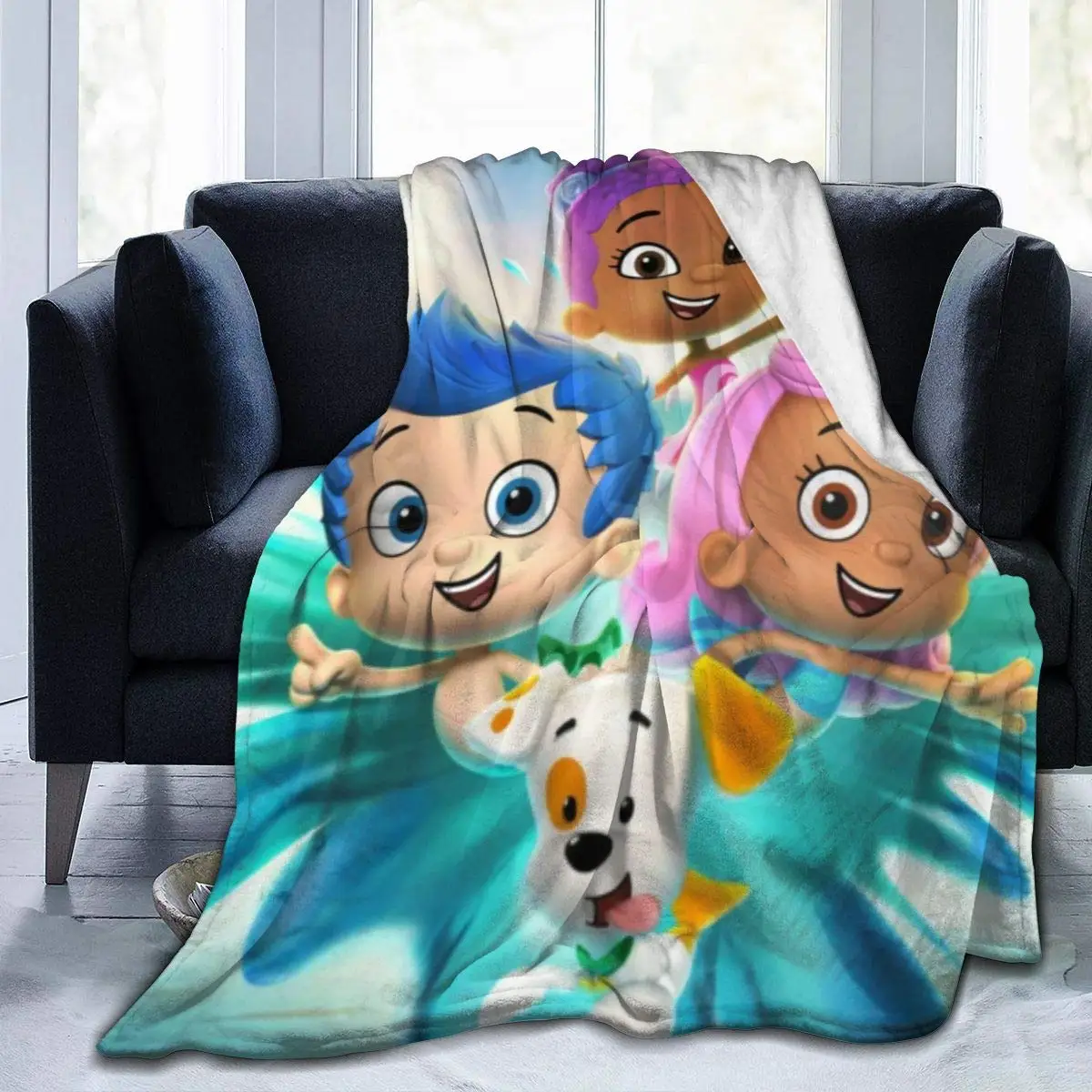 Флисовое одеяло Bubble Guppies ультрамягкое декоративное покрывало из микрофибры