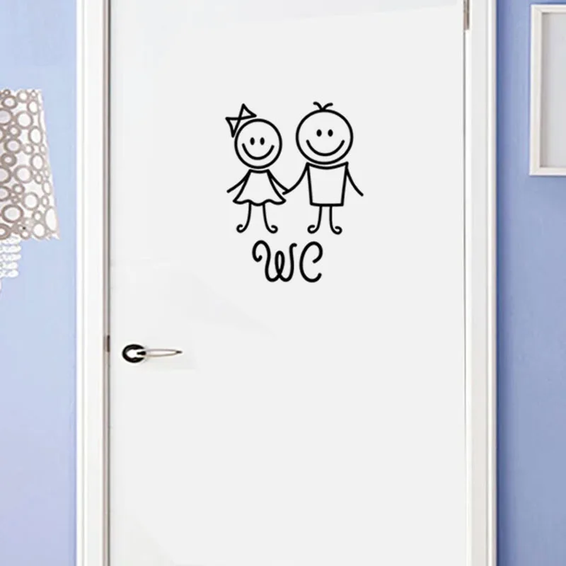 1Set Bathroom Boy And Girl Toilet Door Stickers Creative Home Decoration Removable Self-adhesive Carving Custom Decor | Дом и сад
