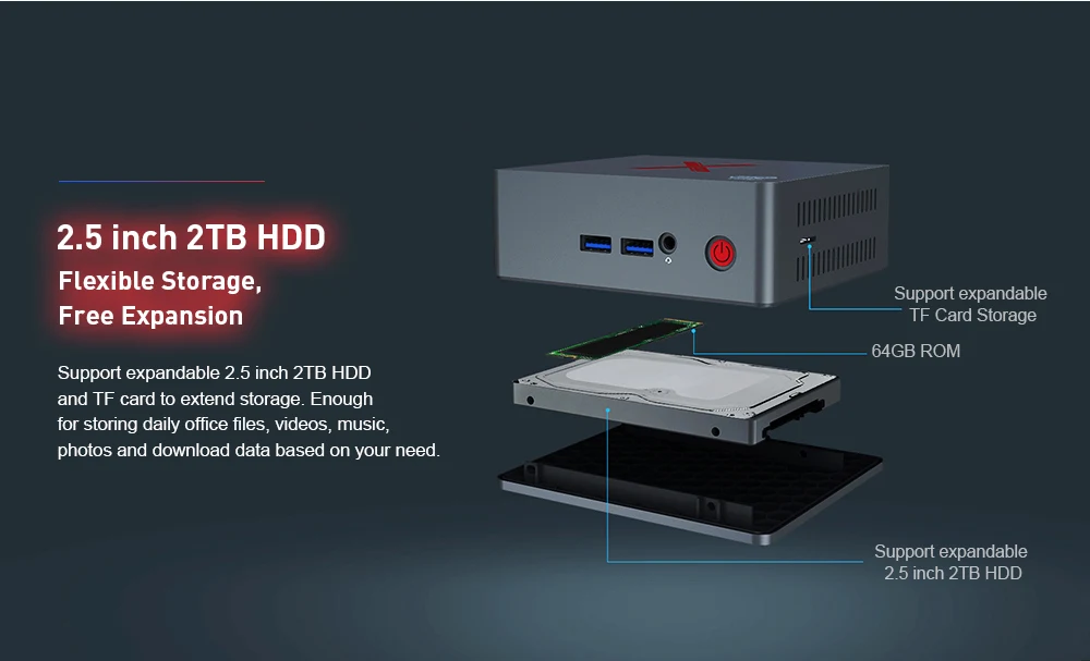 Beelink BT3-X Мини ПК Windows 10 Intel Apollo Lake J3355 Intel graphics 500 2,4 ГГц+ 5,8 ггц WiFi 1000 Мбит/с 4 x USB3.0 BT4.0