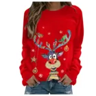 Женский свитшот с длинным рукавом и рождественским принтом, Повседневная Блузка, пуловер, осенне-зимние теплые толстовки, повседневные свободные свитшоты с капюшоном