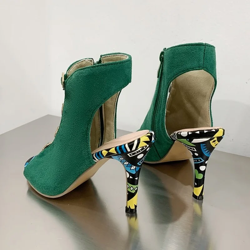 FXYCMMCQ New Foreign Trade Hot Style Square Buckle Super High Heel Fish Mouth Women's Sandals-D6068