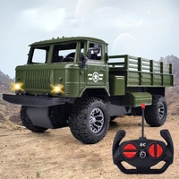 118 24cm high speed 4 channels rc car with headlights remote control military transport truck model toy gift for boys