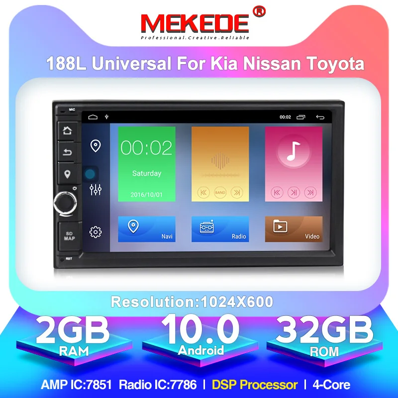 Универсальный мультимедийный плеер MEKEDE 7 &quot 4 ядра 2Din Android 10 0 радио для 2din