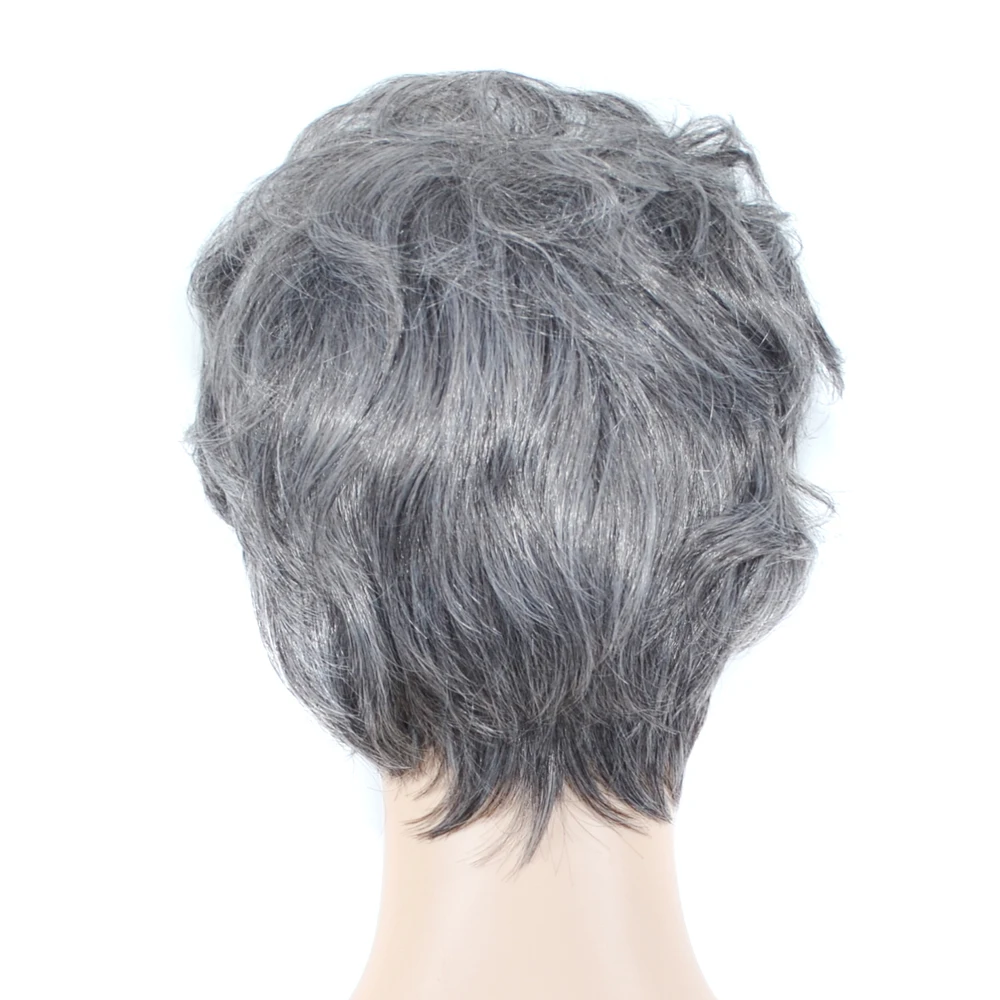 Синтетический короткий парик с прямыми волосами для женщин серые и белые волосы