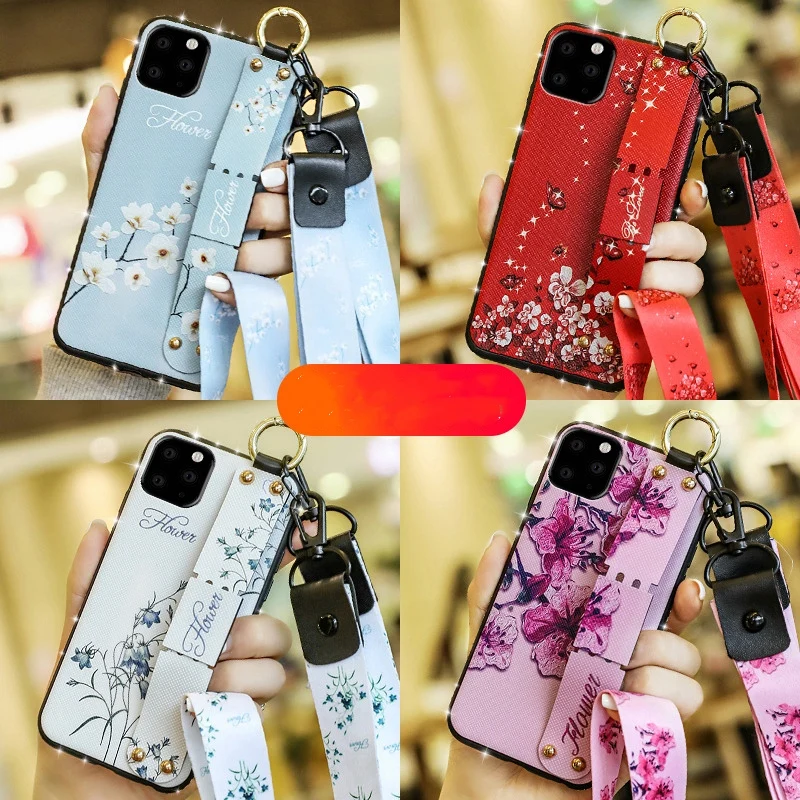 Teppka Case For iPhone 11 Pro Max Xs max Xr 7 6S 8 6 Plus Bling Glitter Strap wristband Embossing Cover |