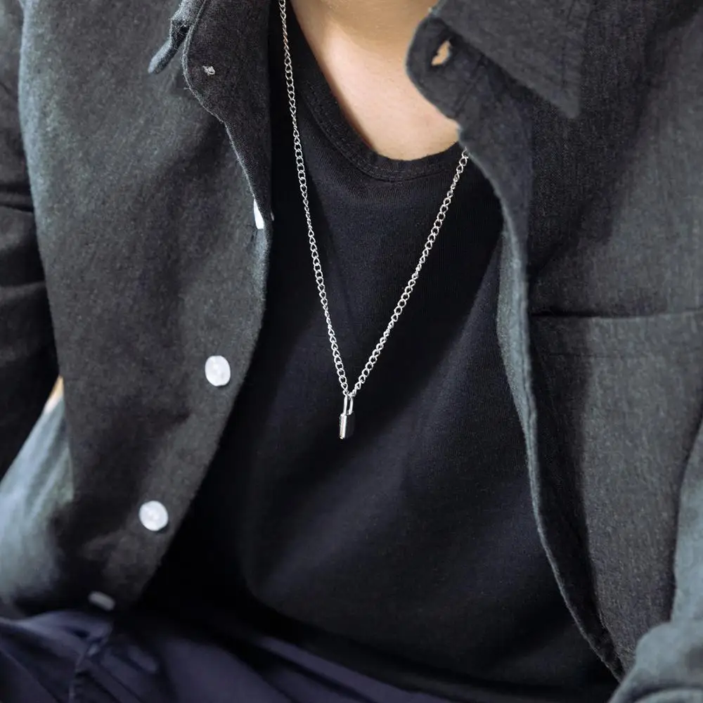 Новая мода высокое качество титана стали хип хоп небольшой замок ожерелье кулон