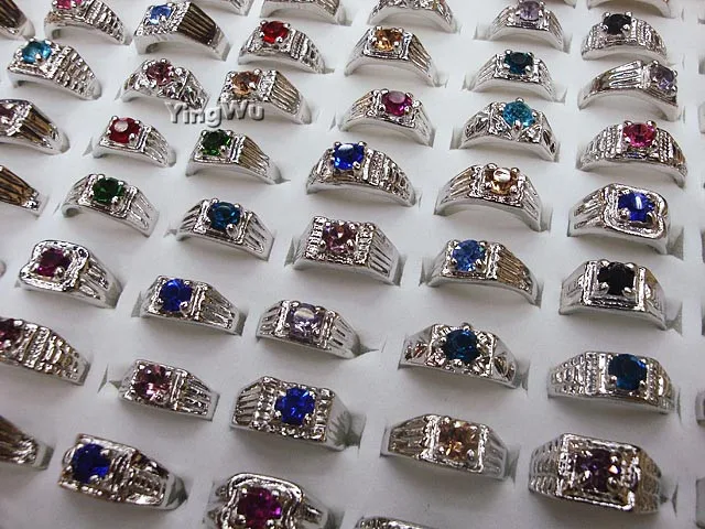 

Мужские и женские кольца Yingwu, ювелирные изделия из сплава, оптом, множество страз, 50 шт.