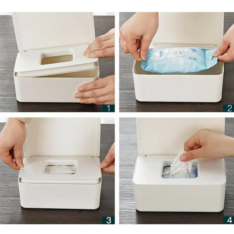 

Wet Wipes Dispenser Holder Tissue Storage Box Case with Lid for Home Office AUG889
