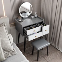 60cm light luxury minimalist fashion dressing table with led mirror small apartment wooden chest of drawer dressers for bedroom
