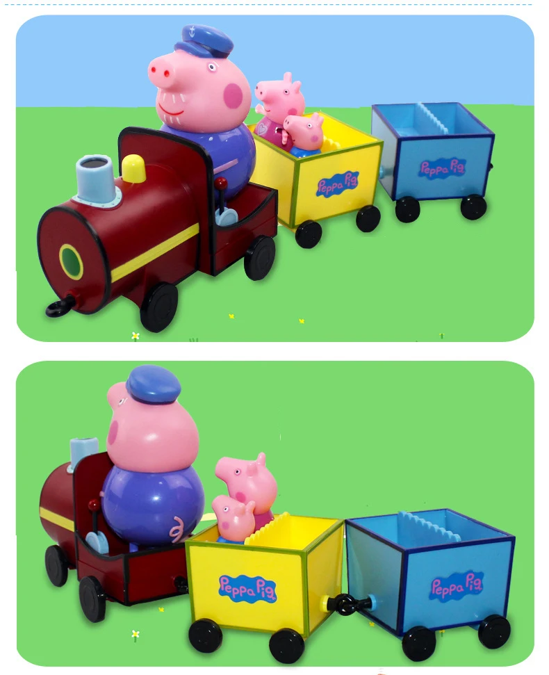 Peppa Pig Grandpa's train DiY Model George Family Anime PVC Action Figure Toys for Kids Birthday Christmas Gift | Игрушки и хобби