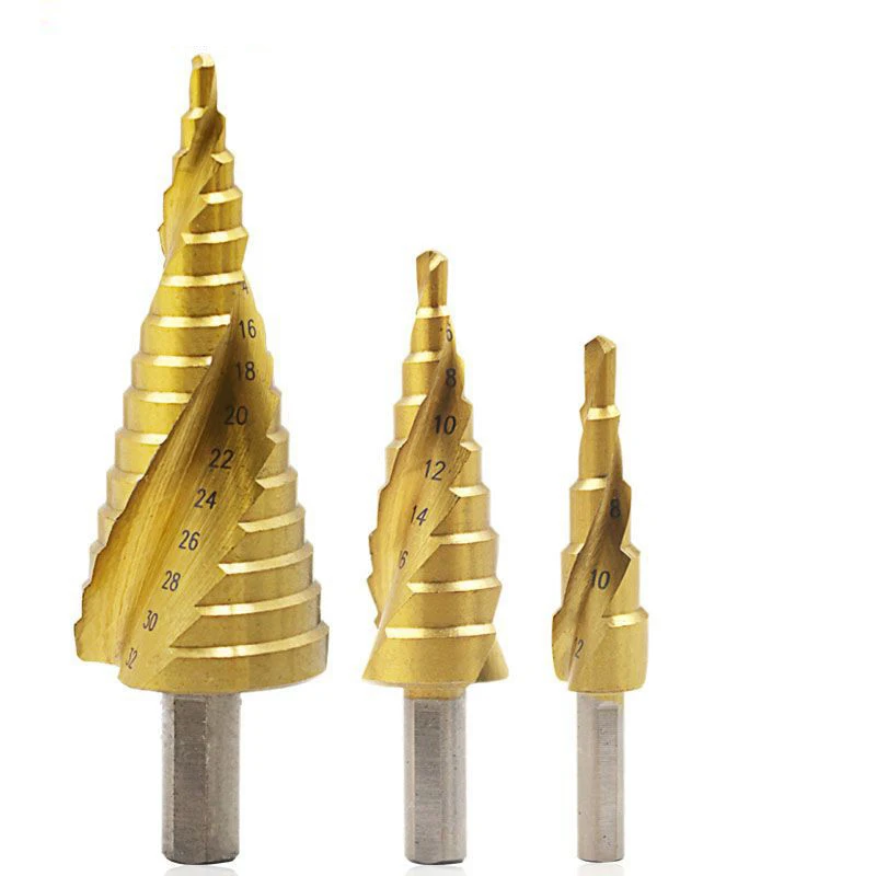 

3PCS/SET 4-12/20/32mm HSS Spiral Grooved center drill bit solid carbide mini drill accessories Titanium Step Cone Drill Bit