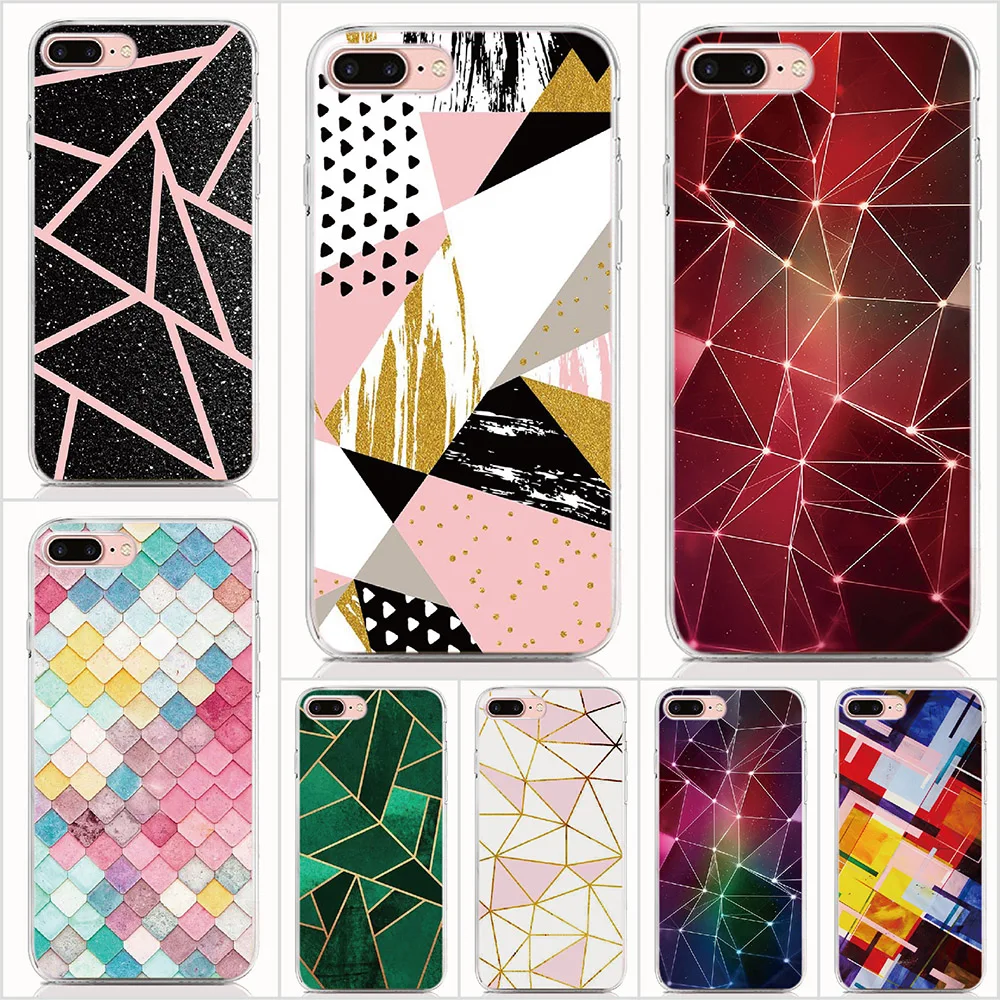 

For iPhone 11 Pro XS Max X XR 7 8 Plus 6 6S 5 5S SE Soft Tpu Silicone Case Geometric Pattern Back Cover Protective Phone Cases