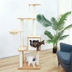 Бесплатная доставка, 5-уровневая платформа для кошачьего дерева с полностью когтеточками, гамак, мягкий Окунь и свисающий мяч
