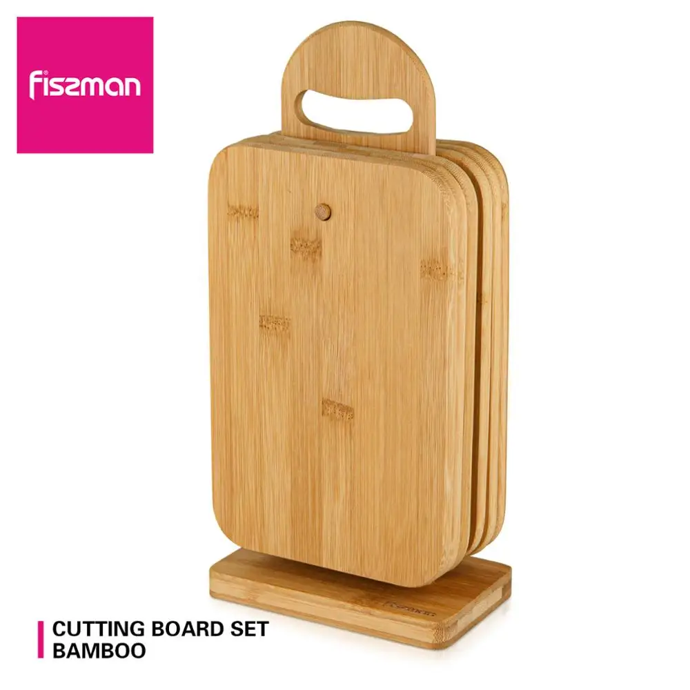 6 шт. Набор бамбуковых разделочных досок с подставкой экологичный разделочный