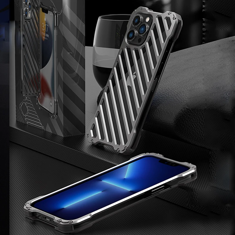 Модный металлический защитный чехол для телефона, бронированный полноразмерный корпус, противоударный чехол для мобильного телефона, чехо...