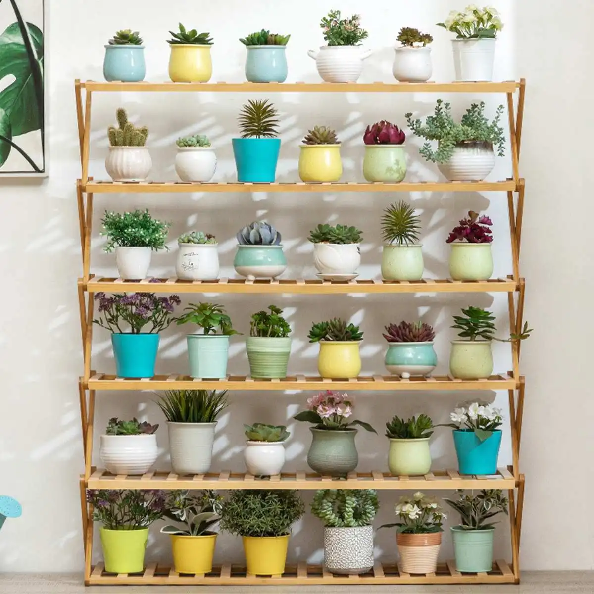 

6/5/4/3/2 Layers Log color Bamboo Shoe Rack Storage Organizer Wooden Household Stand Shelves Garden Decoration Plant Stand