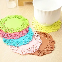 heat insulating coaster hollow lace flower design silicone table cups coaster heat resistant pads creative hollow tea coaster