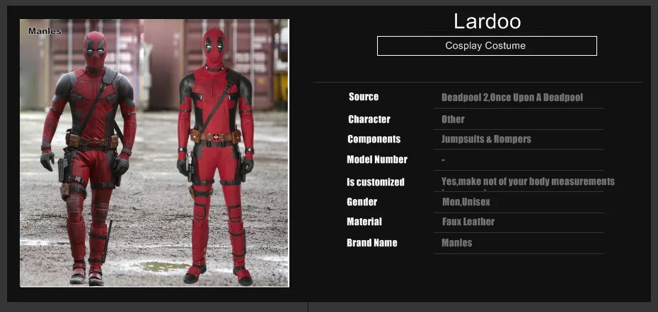Костюм Дэдпула 2 «Once Upon A Deadpool», «Wade Winston Wilson»; карнавальный костюм на Хэллоуин; вечерние ботинки без меча