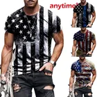 Одежда для гранж, уличная одежда, мужская футболка с принтом, США Футболка в стиле Инди с флагом, дышащая летняя футболка большого размера