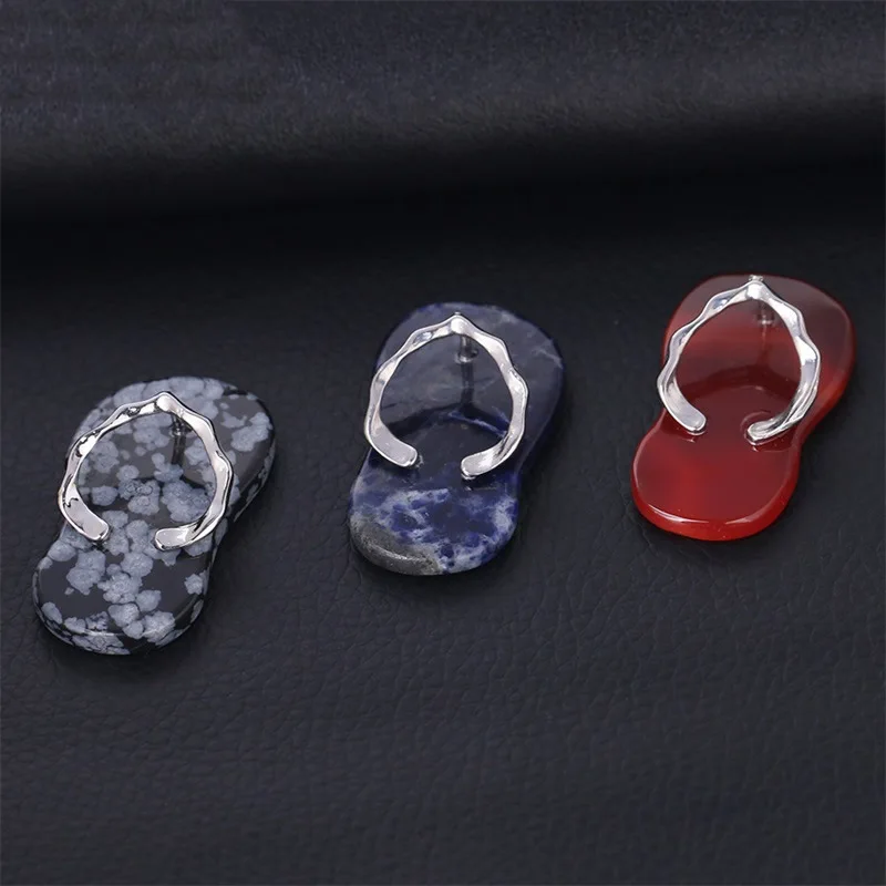 Натуральный драгоценный камень модное ожерелье с подвеской в виде тапочек