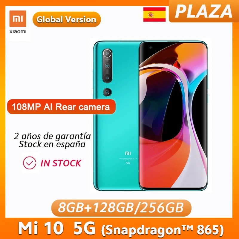 Смартфон Xiaomi Mi 10 глобальная Версия 8 Гб 128 ГБ 256 Snapdragon™865 108MP quad camera 4780mAh 30W быстрая