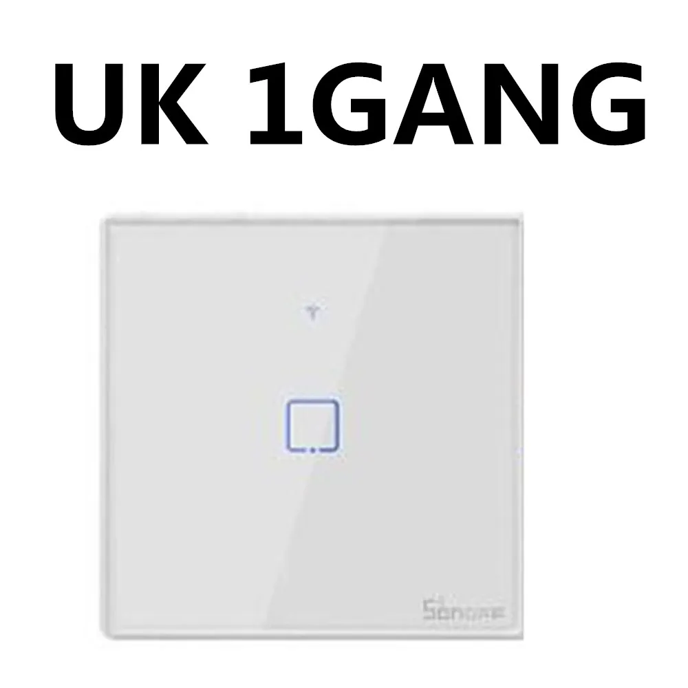 UK 1 GANG Великобритания, США, ЕС, 1-3 комплекта, AC 90 В-250 В, 600 Вт, wifi и RF 86 Тип, умный настенный сенсорный светильник, модуль переключателя 1CH 2CH 3CH для SONOFF T1 - Комплект: UK 1 GANG