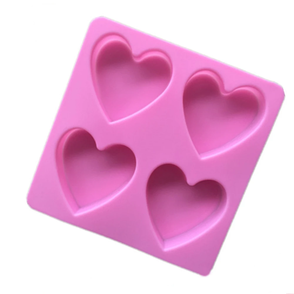 

4 Holes Love Heart Shape Silicone Molds for Ice Cake Cookie Pudding Soap Chocolate Biscuit Pastry Mold Bakery Tools