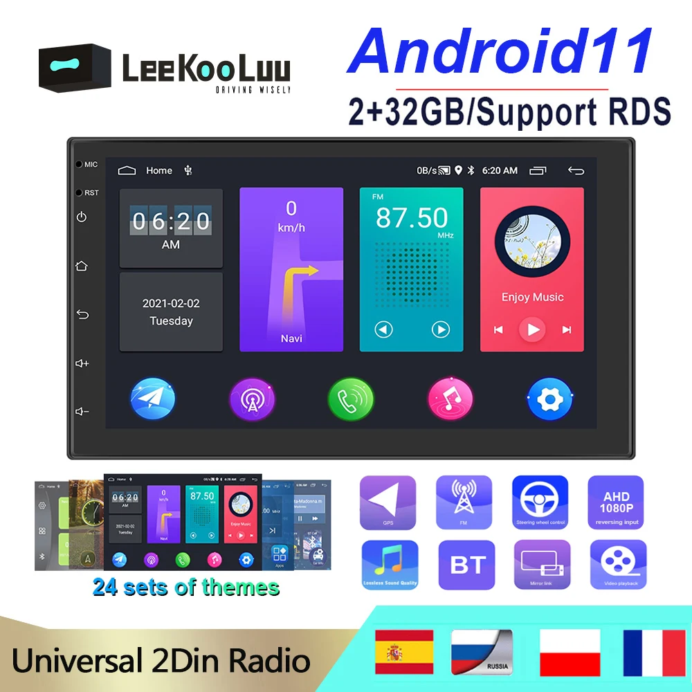 Автомагнитола LeeKooLuu 2 Din Android GPS-навигация 7 дюймов стерео мультимедийный плеер для
