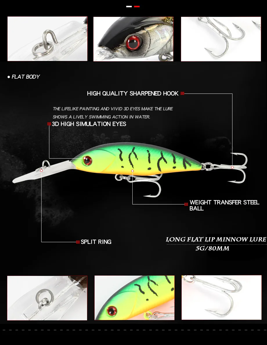 

East Rain Topwater Bait 8cm 5g 2pcs Freshwater Saltwater Fishing Lure Floating Minnow Artificial Hard Bait Free Shipping