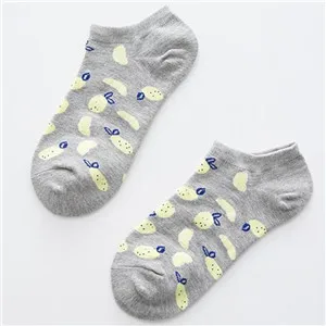 Ankle socks 2 Милые фрукты овощи узорчатые хлопчатобумажные носки теплые, мягкие женские Носки apple клубника арбуз персики типа "банан" Сосна apple Sokken - Цвет: Ankle socks 2