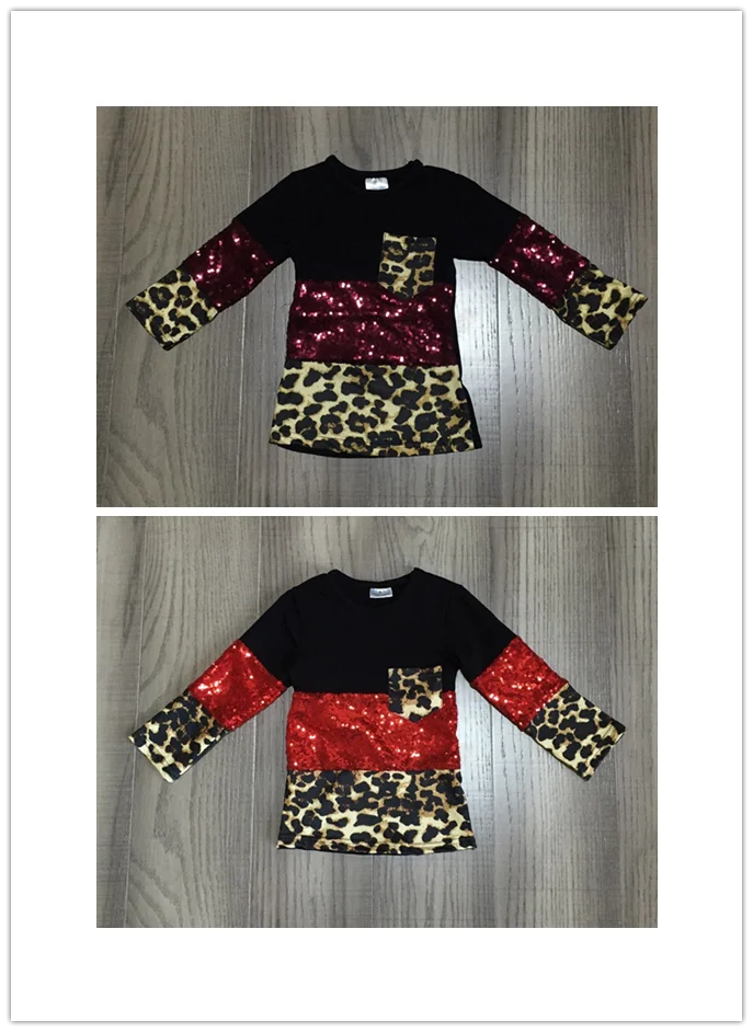Детская хлопковая рубашка с блестками леопардовым принтом | Мать и ребенок