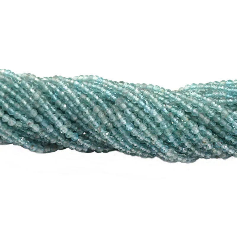 Натуральный Синий Апатит граненый бисер камень высокое качество 2 3 4 6 мм Круглый