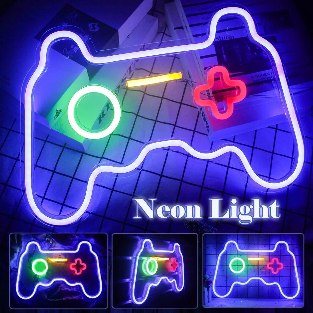 

Gamepad Neon Sign Light Acrylic Alien Spaceship Shaped Neon Lamp LED Night Lights Game Room Party Home Decoration Custom Gift