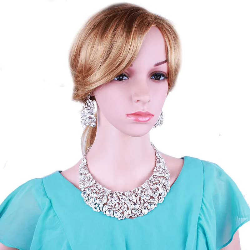 Свадебные ювелирные изделия в форме феникса Кристалл ожерелье серьги Элегантные свадебные ювелирные наборы