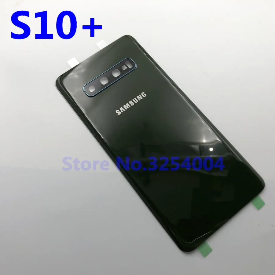 Запасное стекло для samsung Galaxy S10 S10e S10 Plus S10+ крышка для батареи задняя дверь корпус чехол для камеры стеклянная рамка для объектива - Цвет: S10 Plus green