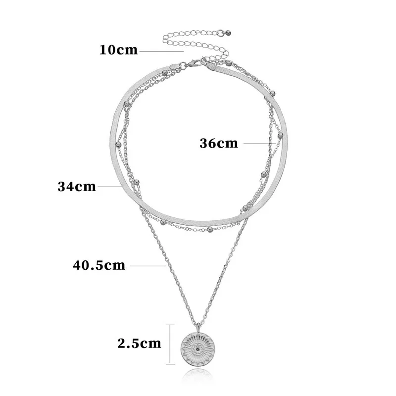 

Summer New Style Lotus Necklaces Jewelry Personalized Girl Silver Color Bohemia Alloy Necklace Multilayer Chain Women Jewelry