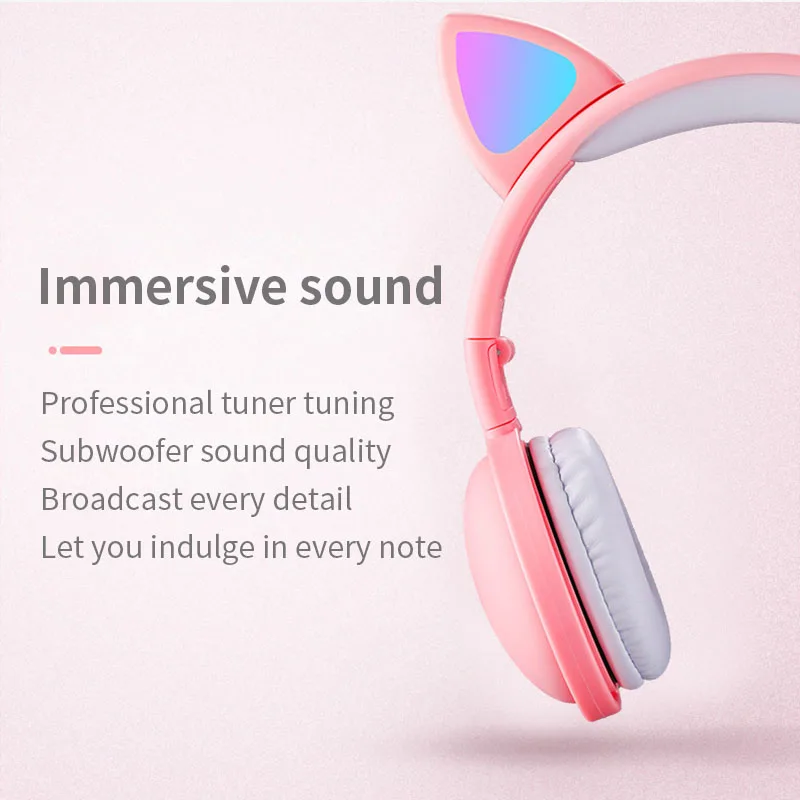 С милыми кошачьими ушками Беспроводной Наушники дети девочка Bluetooth 5 0 музыка