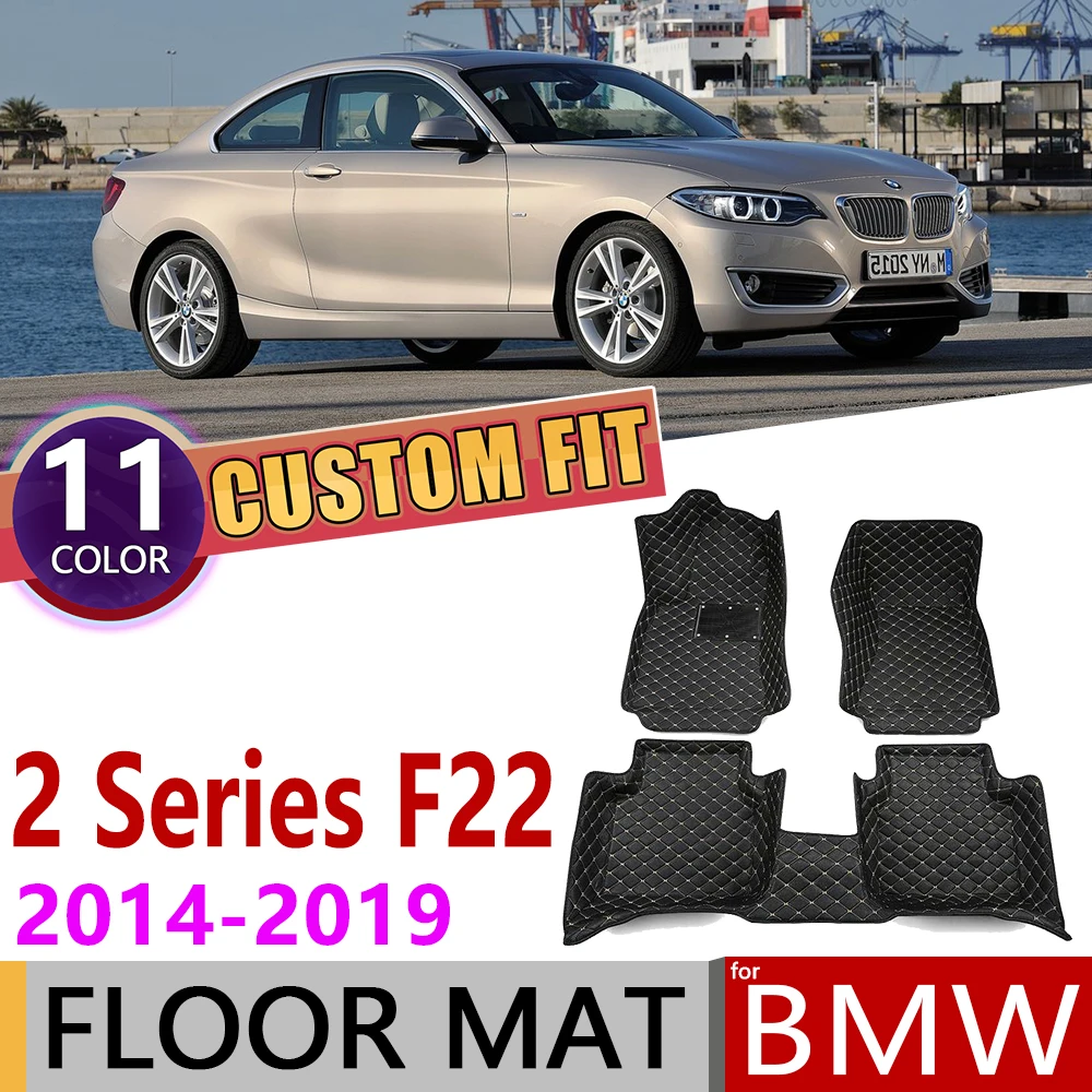 Изготовленные на заказ кожаные автомобильные коврики для BMW 2 серии F22 купе 2014 ~ 2019