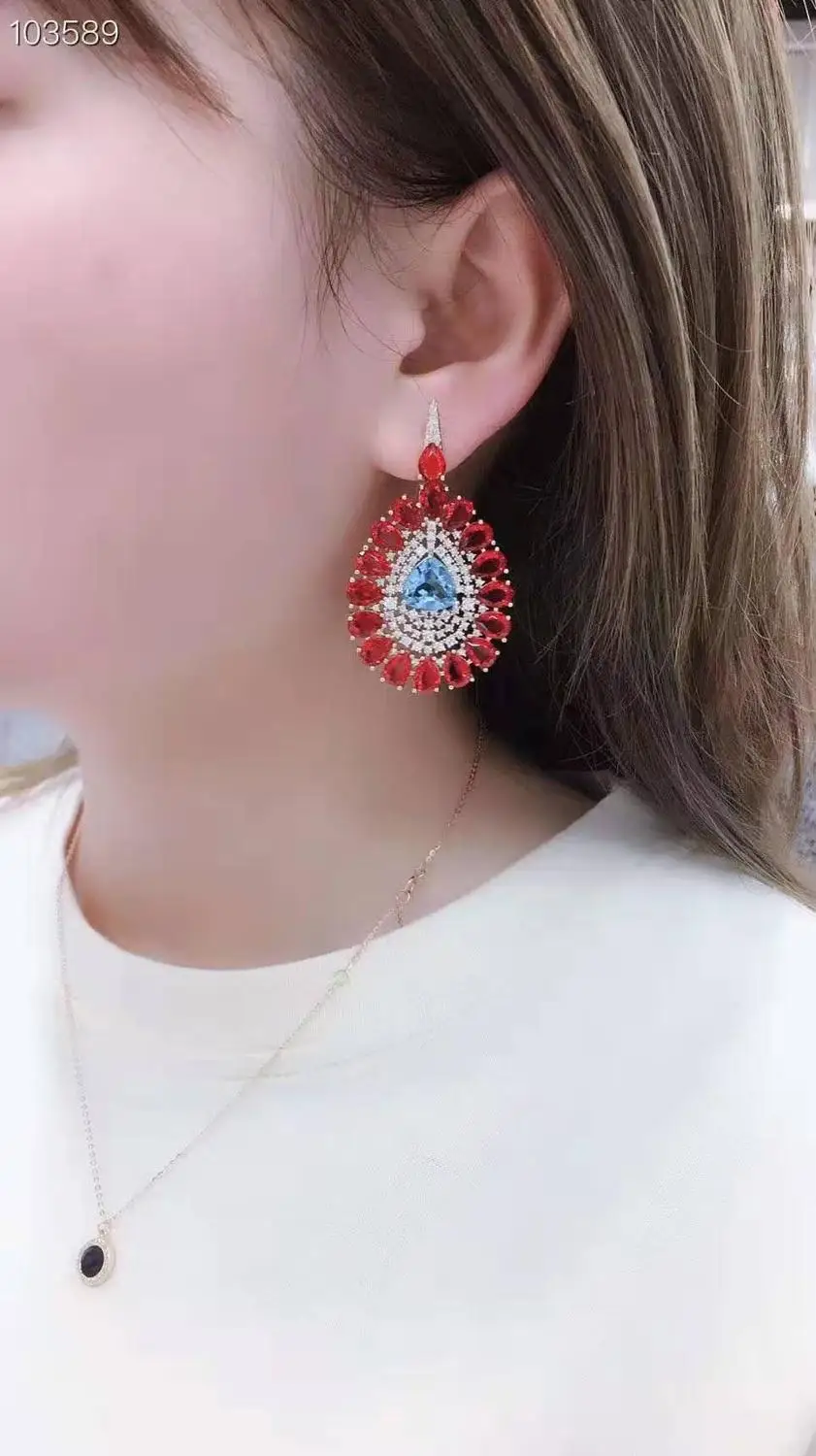 Серьги-подвески женские с фианитами и кристаллами | Украшения аксессуары