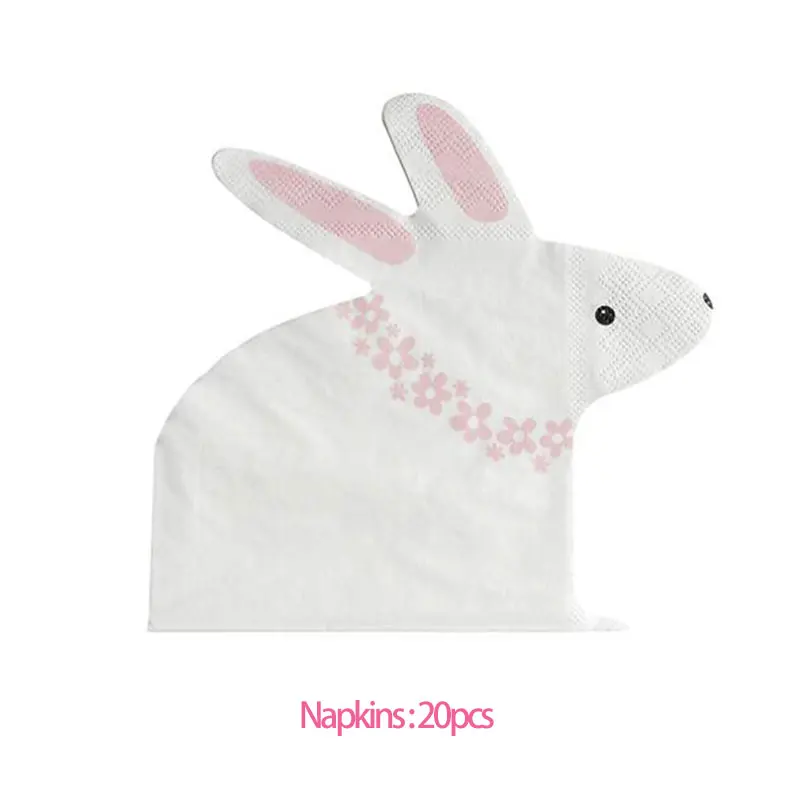 napkins Бумажная тарелка в форме кролика из мультфильма, тарелка для ужина, бумажная одноразовая посуда, набор стаканов для дня рождения, вечеринки, Рождества, decoratio - Цвет: napkins