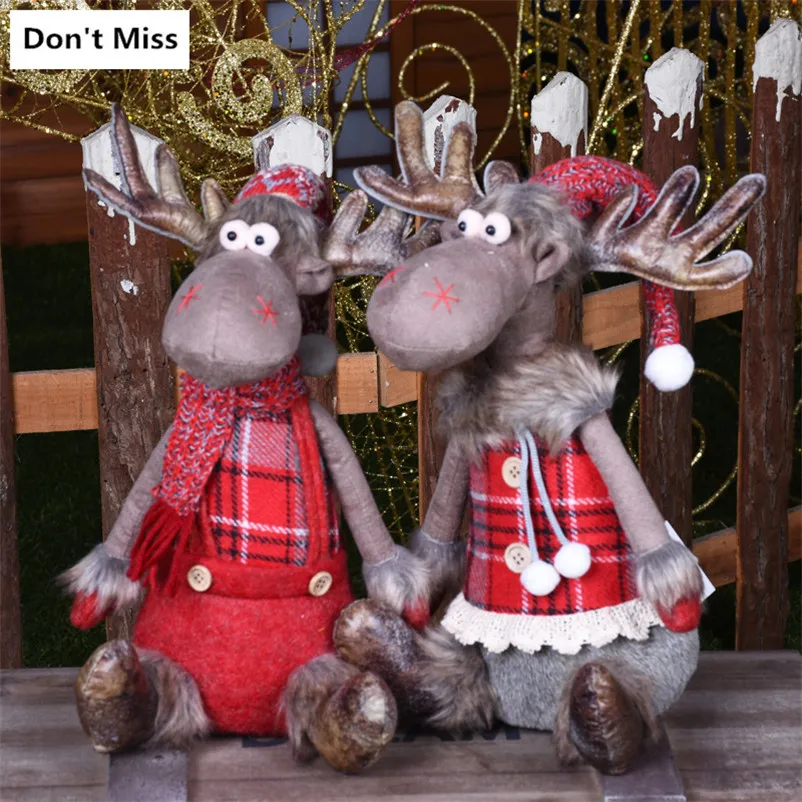 Рождественские куклы игрушечные олени Рождественское украшение для дома елки