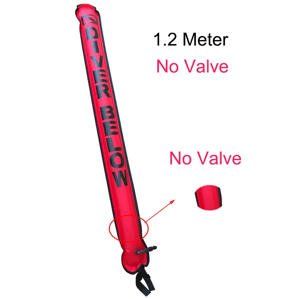 1.2M Red No Valve 1,1 м-1,8 м закрытый Дайвинг поверхность маркерный буй SMB дрейф дайвинг восходящая сигнальная трубка безопасная колбаса Для Сноркелинга - Цвет: 1.2M Red No Valve