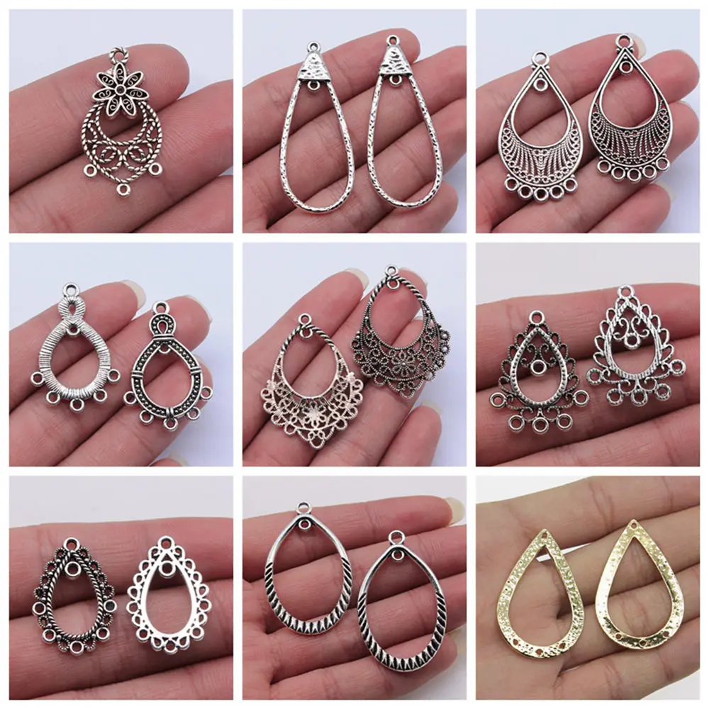 Ювелирные изделия компоненты полые капли воды серьги соединительная часть подвески для браслетов шарм кулон