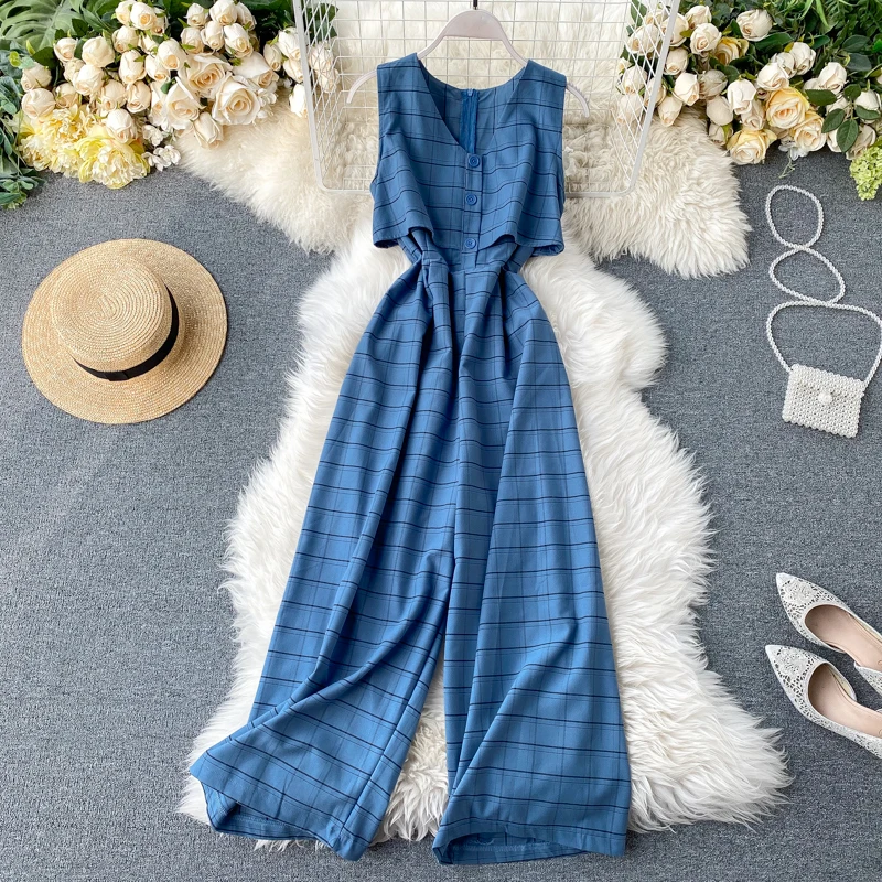 Весна-лето 2020 новые цельные брюки в клетку | Женская одежда