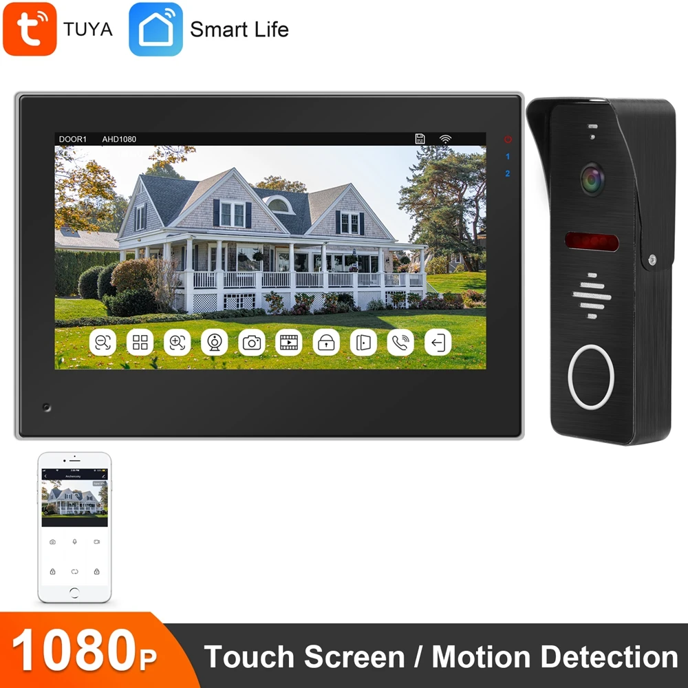 Home WiFi Intercom Wireless TUYA Smart Intercom IP Video Doorbell 1080P  Door Phone Camera Touch Screen  Motion Detection Record