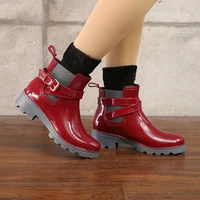 womens fashion rainboots waterproof shoes woman mud water shoes rubber lace up pvc ankle boots sewing rain boots