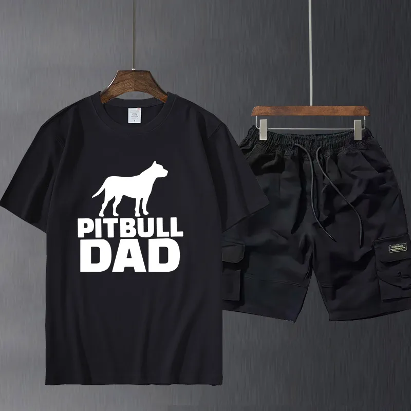 

Concert T Shirts Pitbull Dad Dog Men's Tees Short Sleeve Clothes Print Men's Cotton Round Neck Grey Men T-Shirt